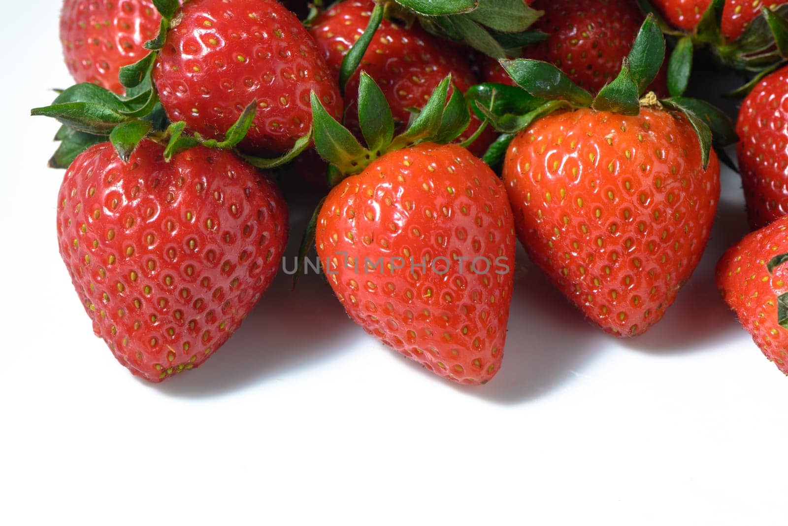 Set of strawberries isolated on white background with clipping path. Full depth of field. by Mixa74
