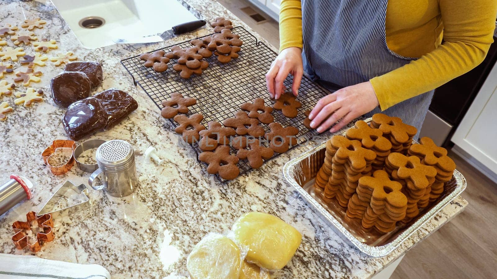 Baking Christmas Gingerbread Cookies in a Modern Kitchen by arinahabich