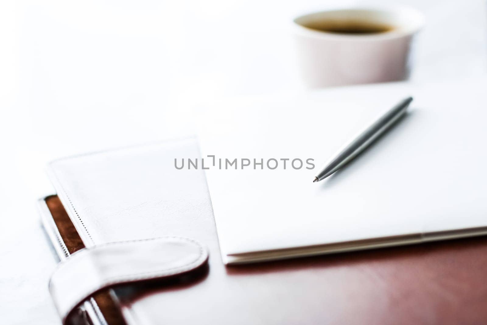 Workspace, meeting and corporate lifestyle concept - Business office desk, work productivity