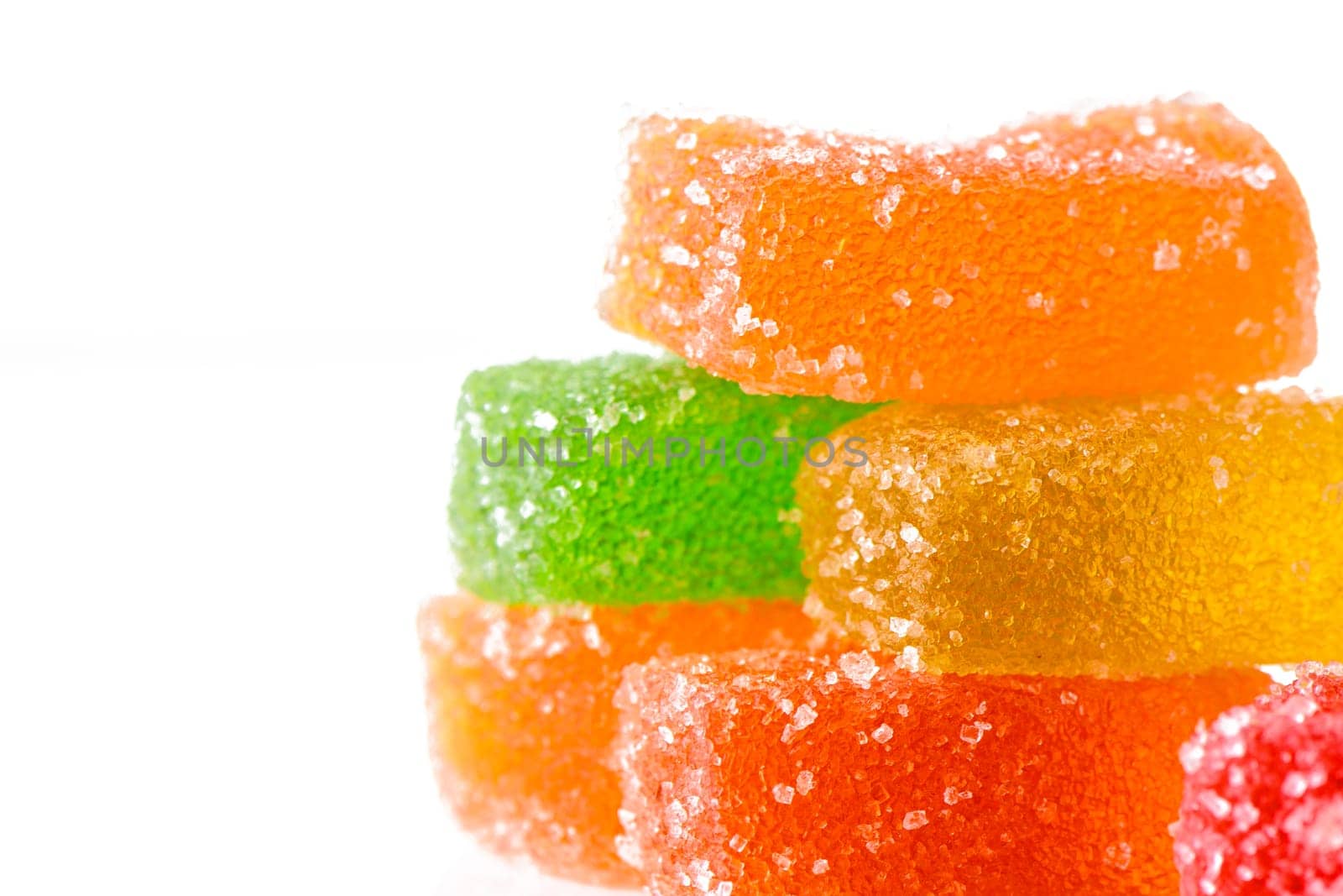 Group of tasty jelly gummy bears isolated on a white background. Colored jelly candy. by Mixa74