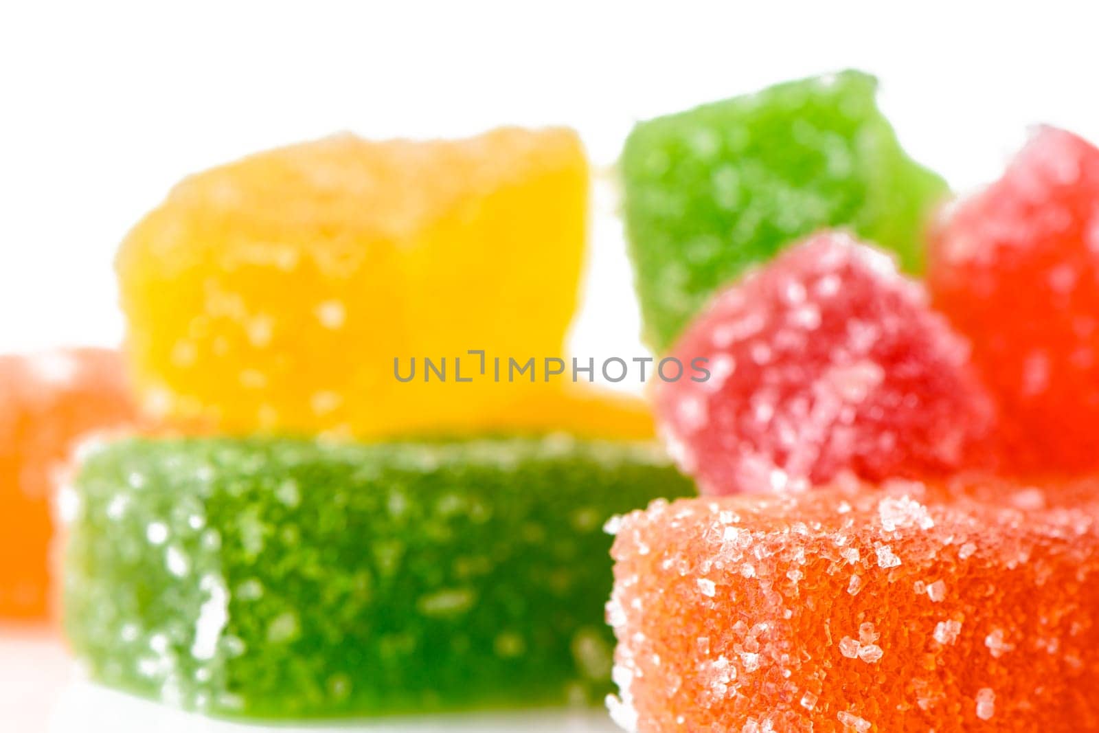 Soft candies, multi-colored marmalade, long, close-up, selective focus by Mixa74