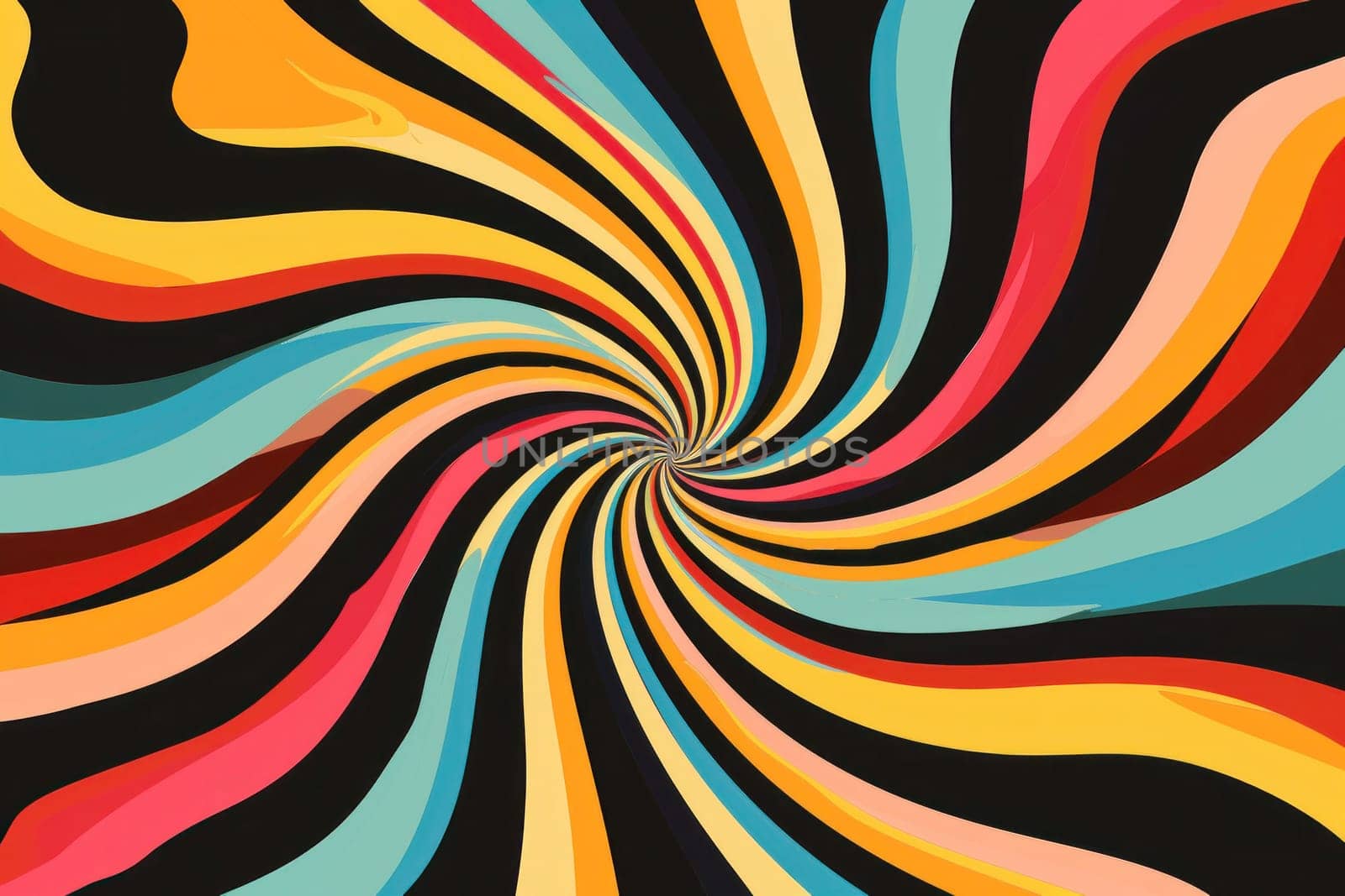 Colorful swirls and lines abstract background on black vibrant illustration with artistic flair and energetic movement