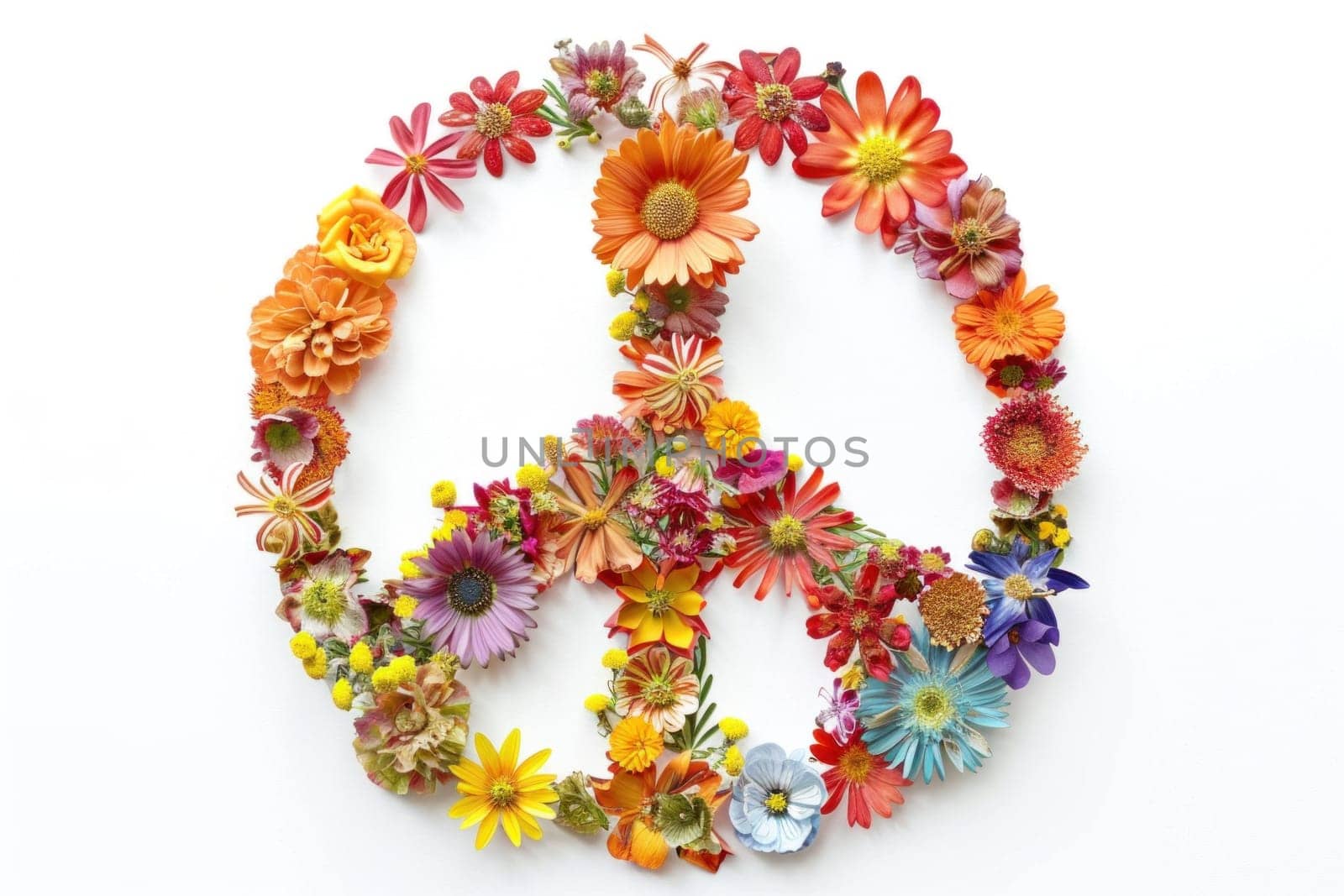 Flower peace symbol on white background for peaceful nature and harmony concept by Vichizh