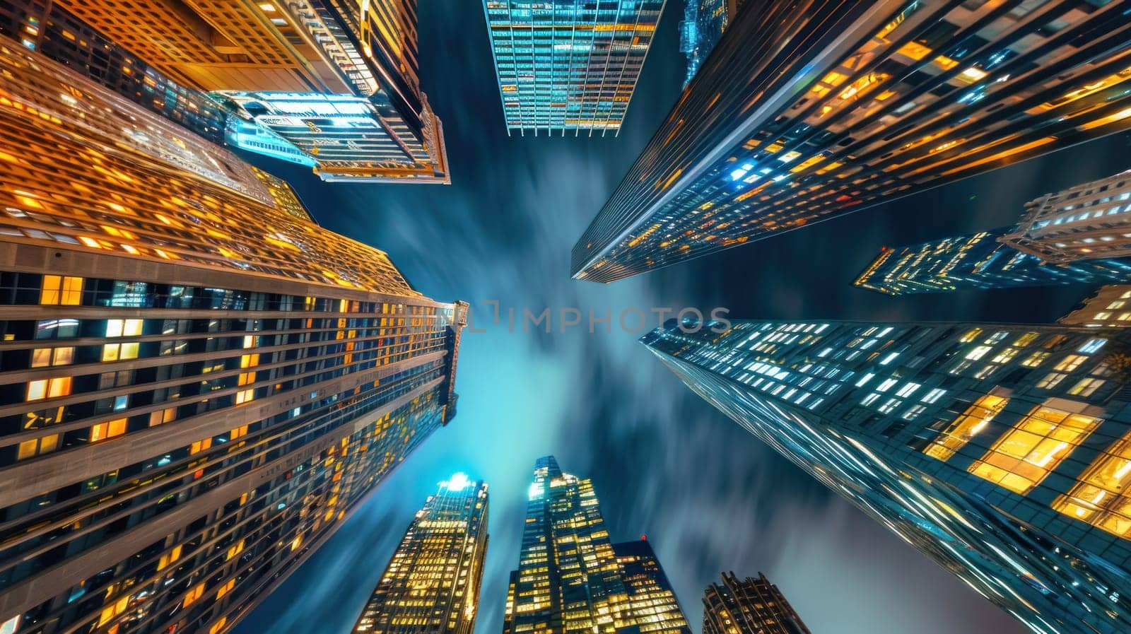 Night view of skyscrapers in new york city, usa a stunning urban landscape for travel and business enthusiasts