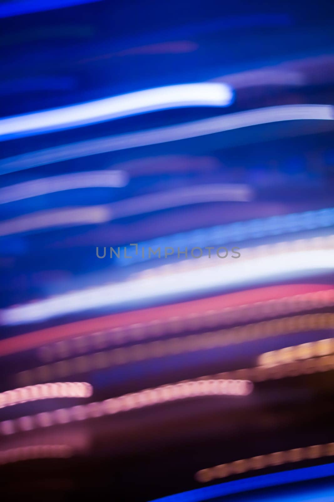 Technology, defocused textures and futuristic design concept - Neon lights background, abstract lines in motion