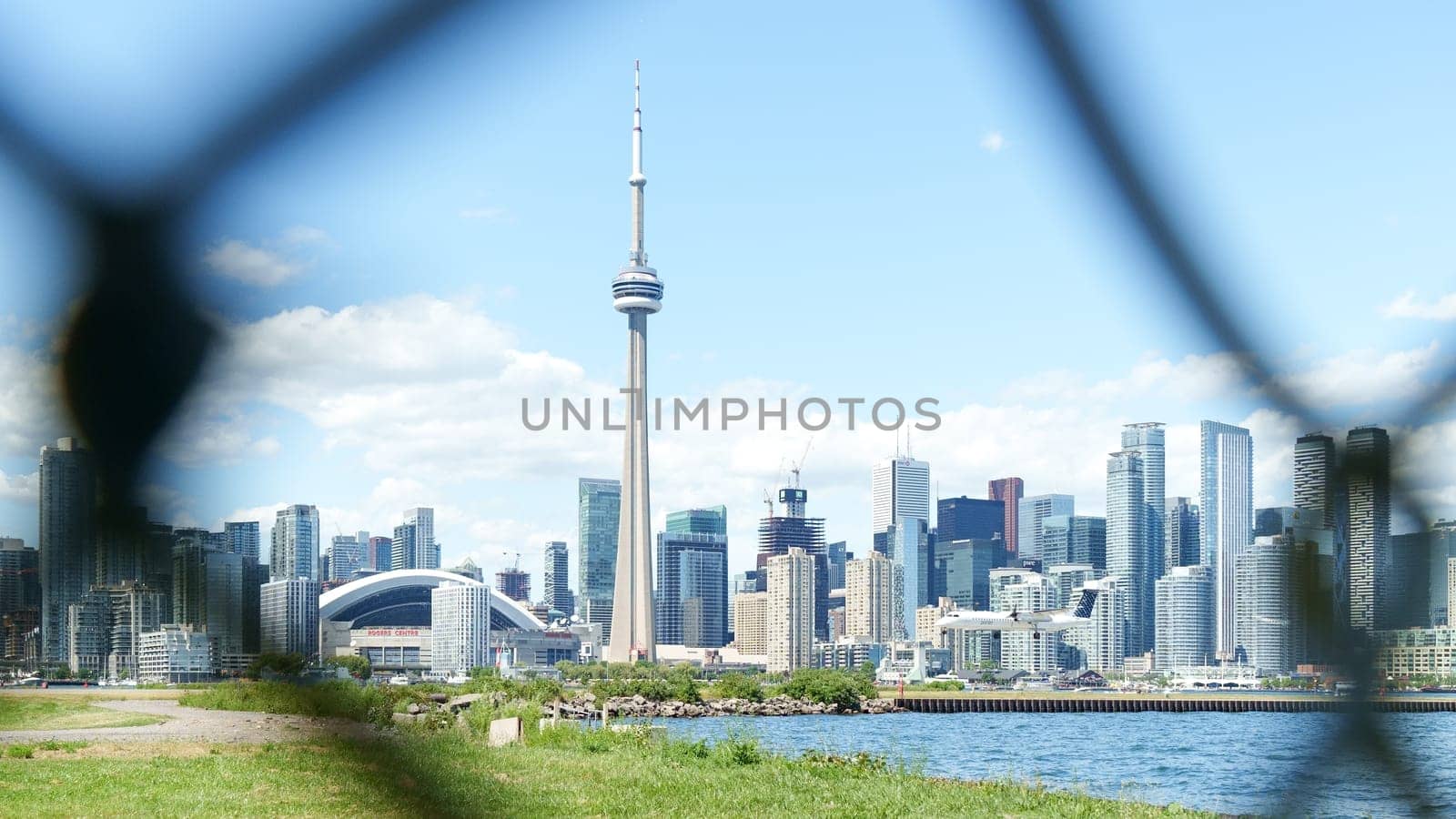 Panoramic view of Toronto skyline and Lake Ontario on a sunny day, Toronto, Ontario, Canada