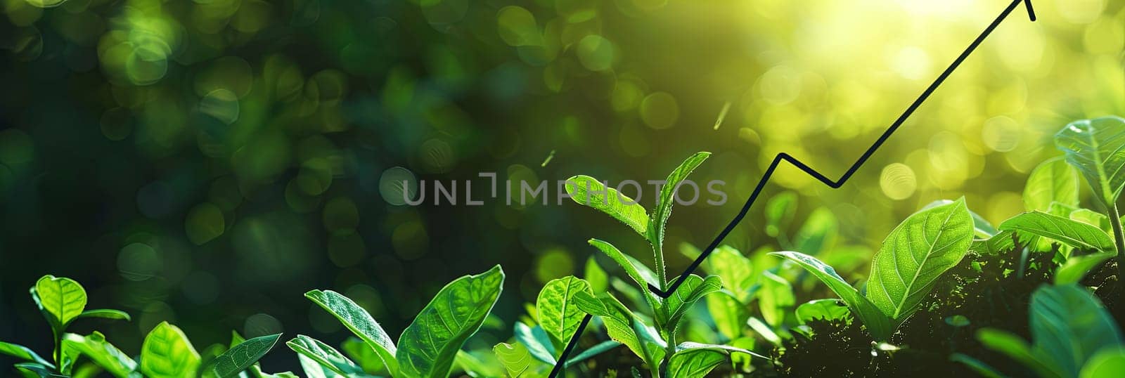 The upward arrow symbolizes the trend in sustainable investment, representing green finances and ecological practices, shifting towards environmentally responsible investing. Generative AI by AnatoliiFoto