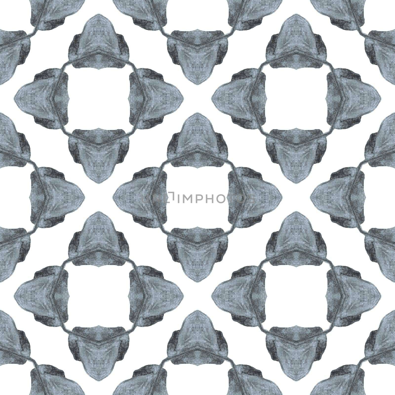 Watercolor summer ethnic border pattern. Black and white grand boho chic summer design. Textile ready neat print, swimwear fabric, wallpaper, wrapping. Ethnic hand painted pattern.