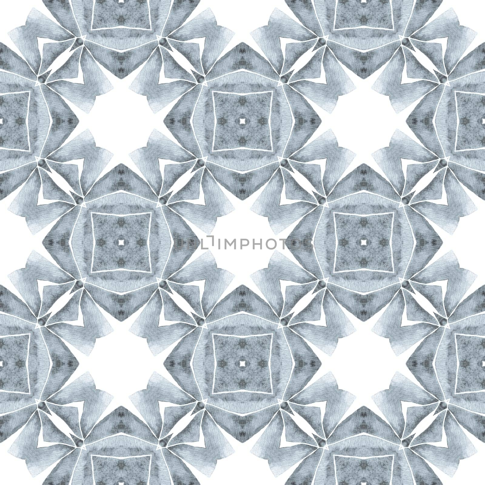 Hand drawn green mosaic seamless border. Black and white excellent boho chic summer design. Mosaic seamless pattern. Textile ready captivating print, swimwear fabric, wallpaper, wrapping.