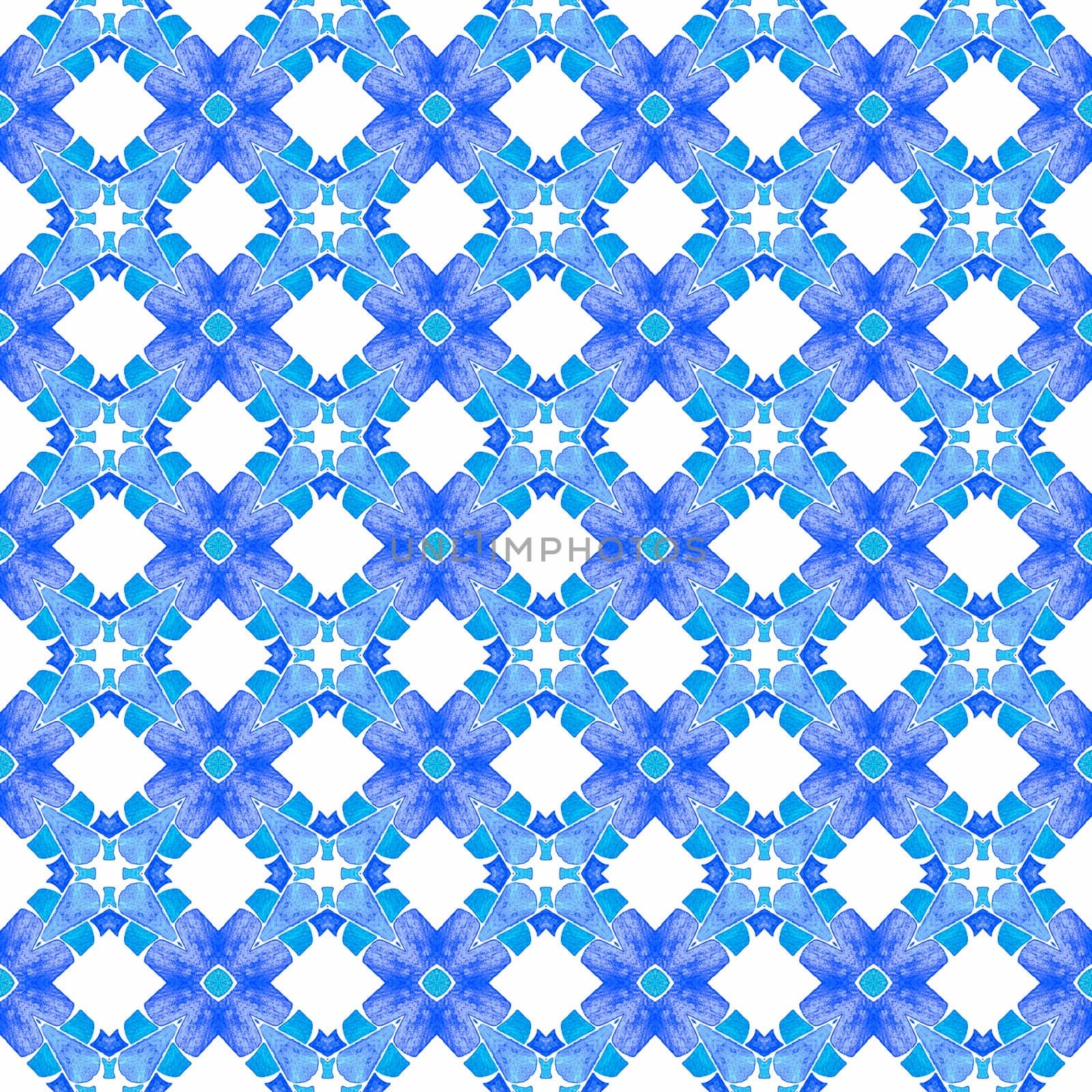 Watercolor medallion seamless border. Blue likable boho chic summer design. Textile ready positive print, swimwear fabric, wallpaper, wrapping. Medallion seamless pattern.