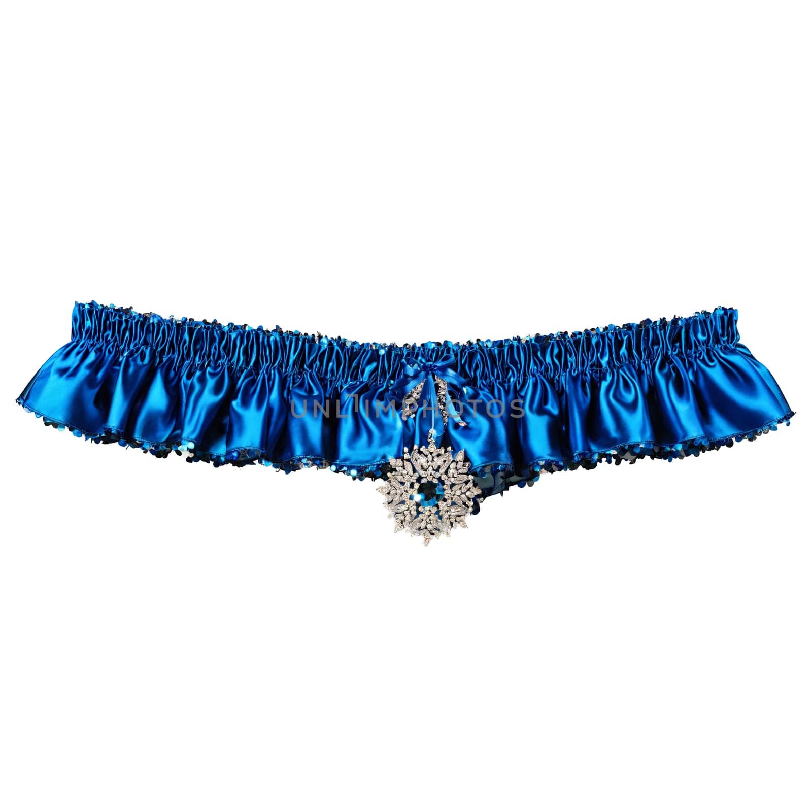 Electric blue garter with glittering accents vivid and eye catching spinning with flair by panophotograph