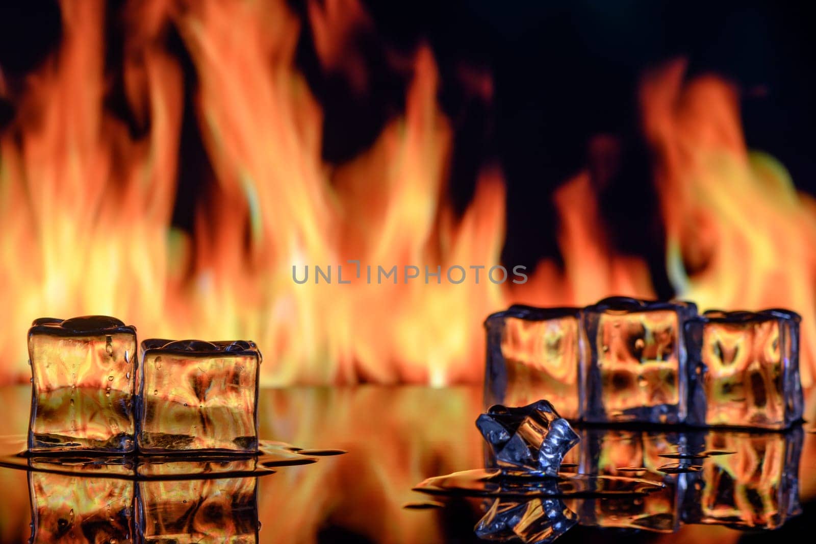 Burning ice cubes, fire and ice. 2