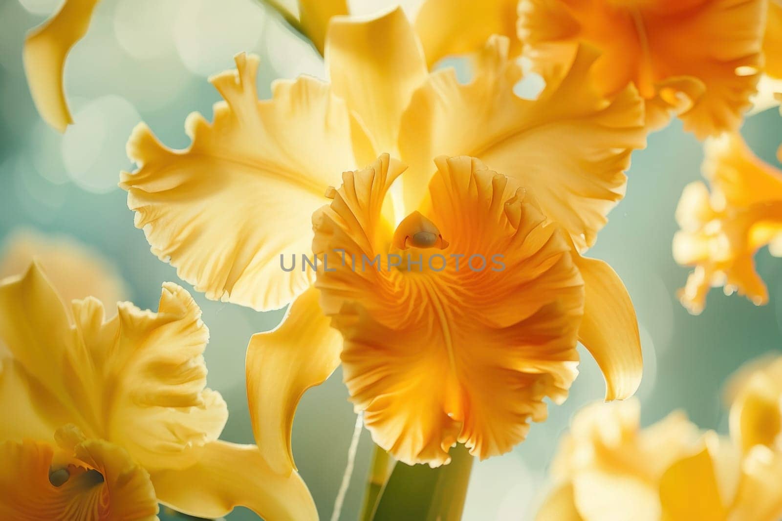 Gorgeous yellow orchids blooming in the sunshine a beautiful display of nature's beauty and elegance