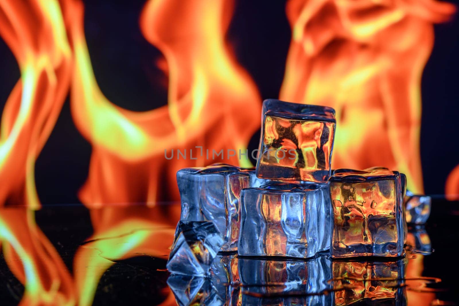 ice cubes against the background of fire, fire and ice, 2 by Mixa74