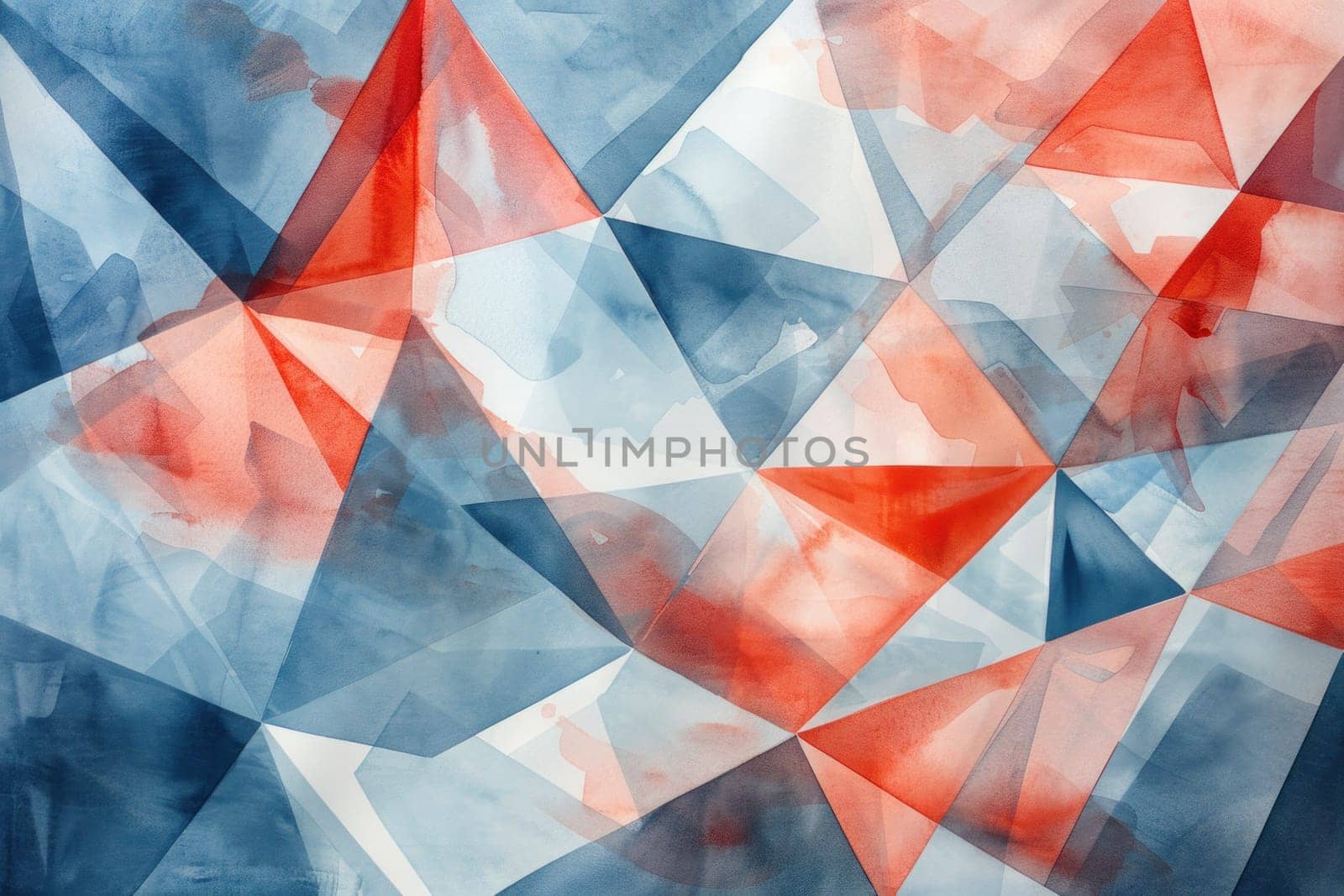 Geometric abstract background with red, blue and white triangles for modern art, design, and business concepts