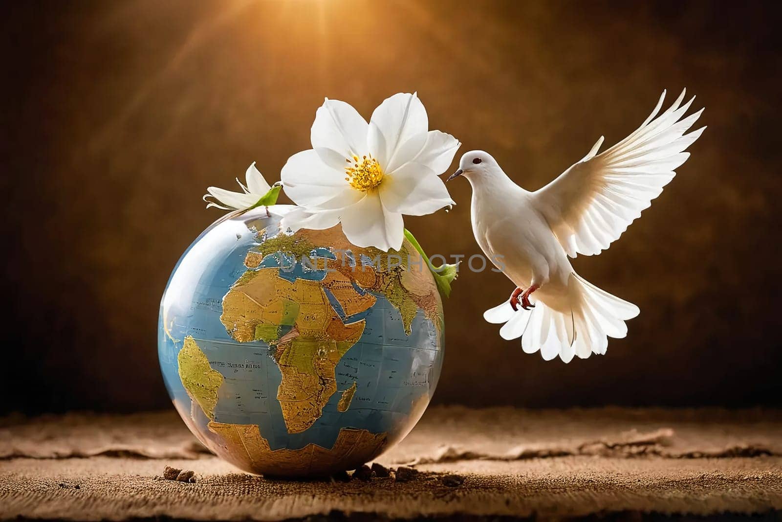 The dove of peace flies over the globe by VeronikaAngo