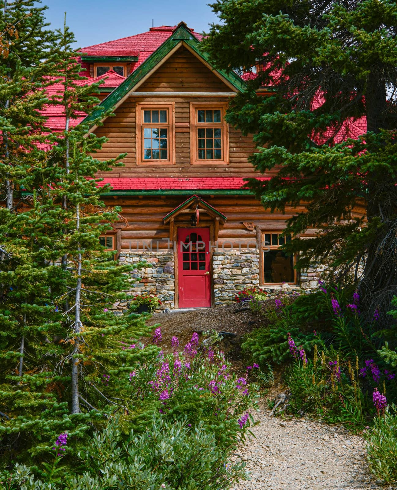 Red Cottage Overlooks Wilderness Bow Lake