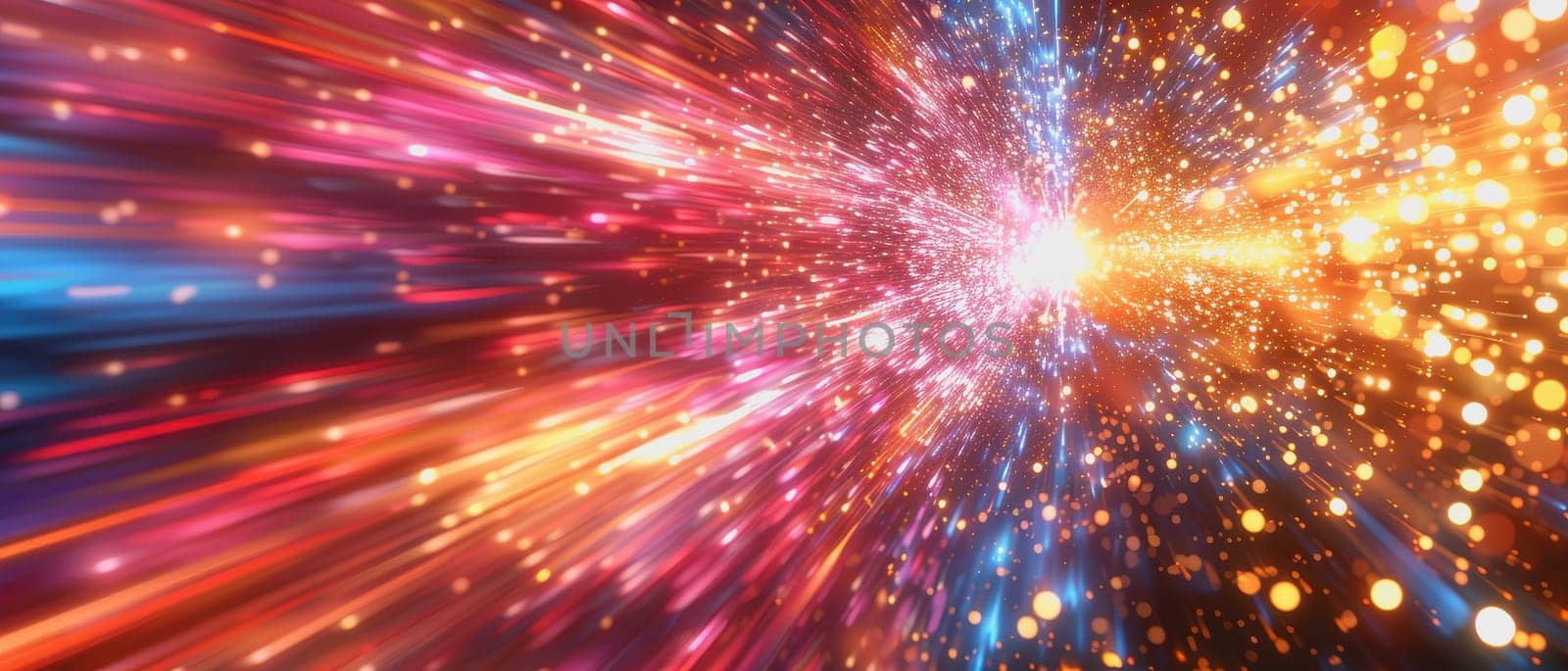 Digital dynamic bursts of light and data in space, showcasing futuristic technology and innovative visual effects.