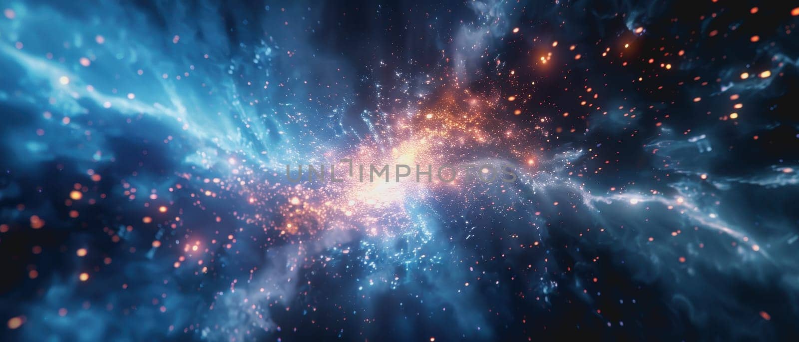 Digital dynamic bursts of light and data in space, showcasing futuristic technology and innovative visual effects by Manastrong