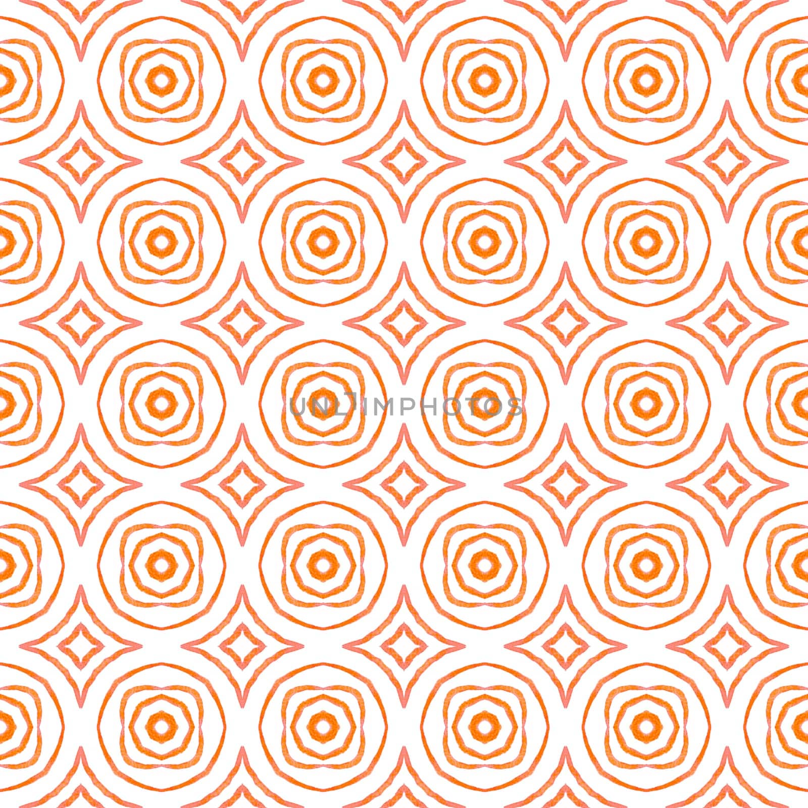 Mosaic seamless pattern. Orange incredible boho chic summer design. Hand drawn green mosaic seamless border. Textile ready glamorous print, swimwear fabric, wallpaper, wrapping.