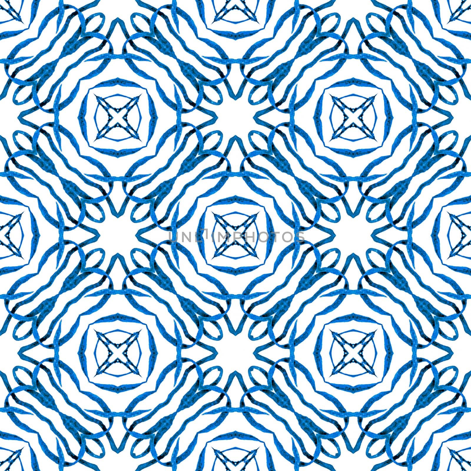 Watercolor summer ethnic border pattern. Blue indelible boho chic summer design. Textile ready vibrant print, swimwear fabric, wallpaper, wrapping. Ethnic hand painted pattern.