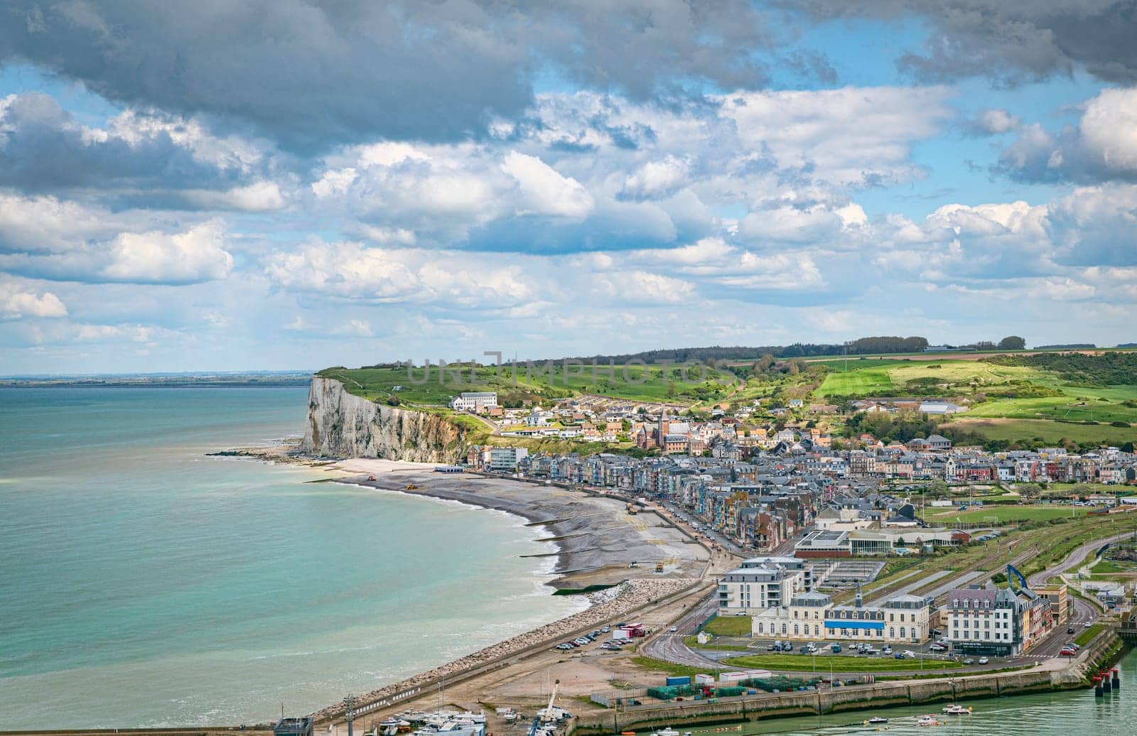 Aerial view of Le Treport (Seine-Maritime) and Mers-les-Bains,Somme