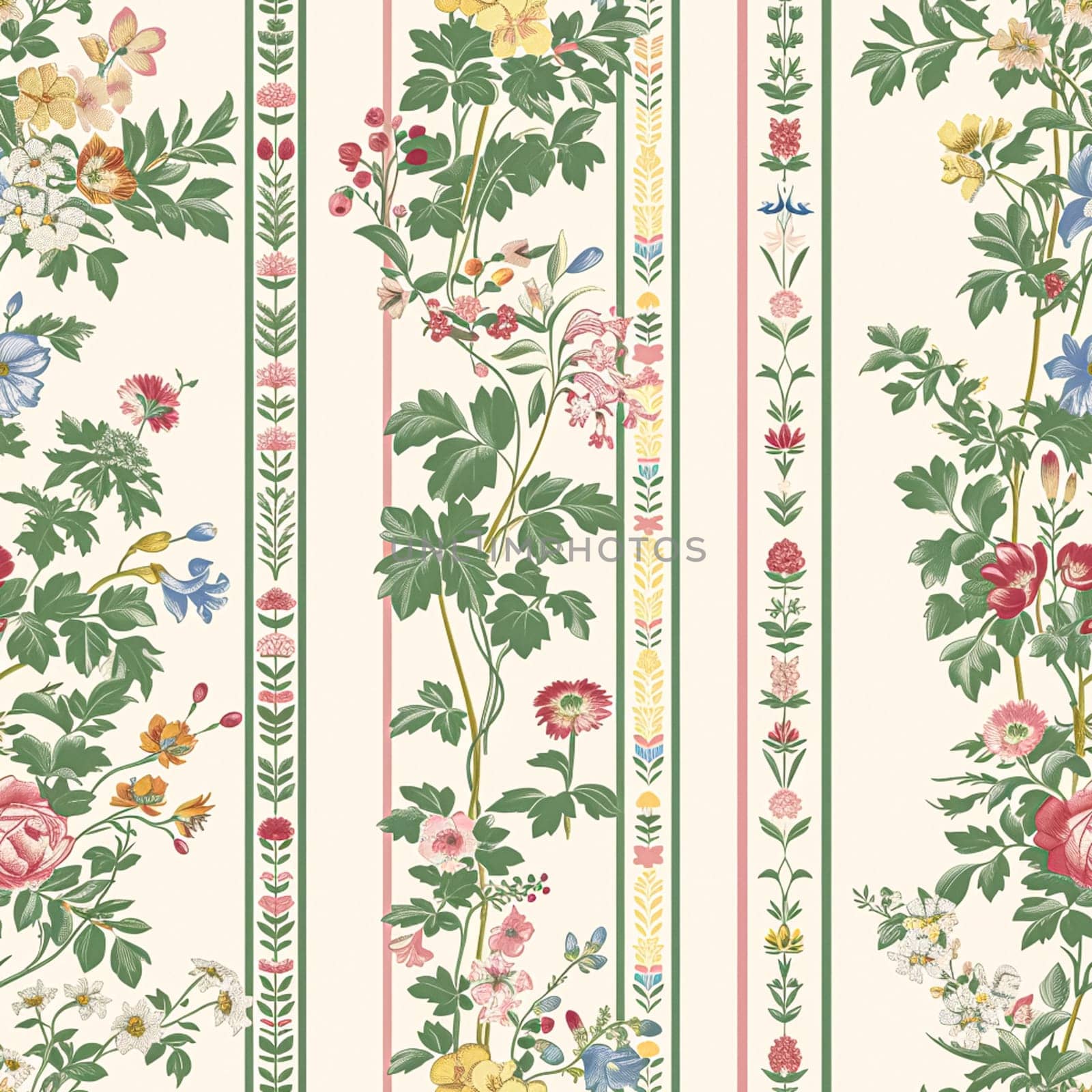 Seamless pattern, tileable floral holiday country cottage print, English countryside flowers theme for wallpaper, gift wrapping paper, scrapbook, fabric and product design inspiration