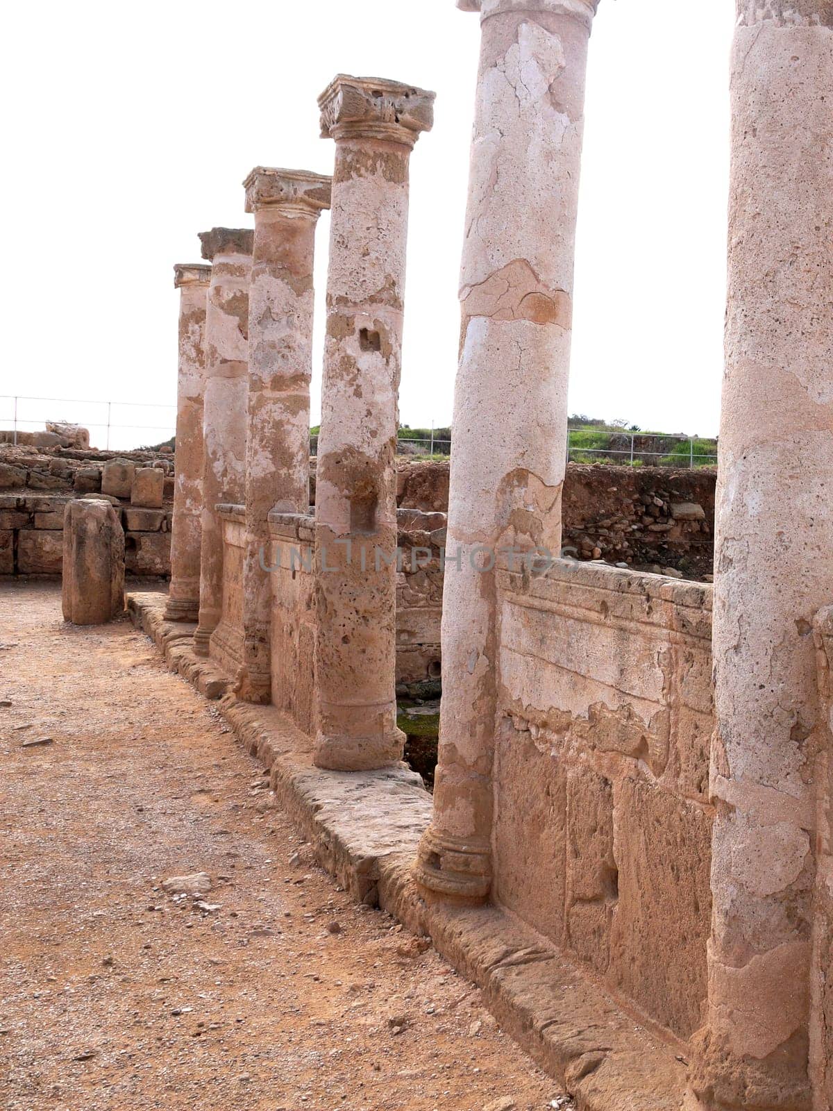 Archaeological Park of Kato Paphos, columns of an ancient temple.