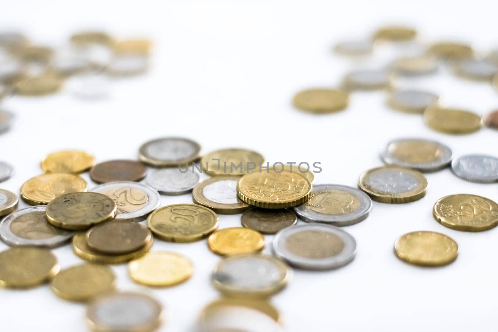 Banking, money and finance concept - Euro coins, European Union currency