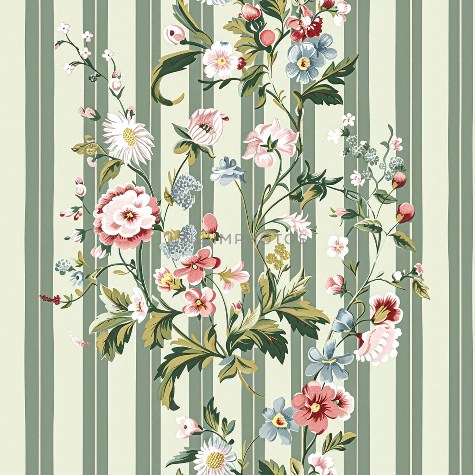 Seamless pattern, tileable floral holiday country cottage print, English countryside flowers theme for wallpaper, gift wrapping paper, scrapbook, fabric and product design inspiration