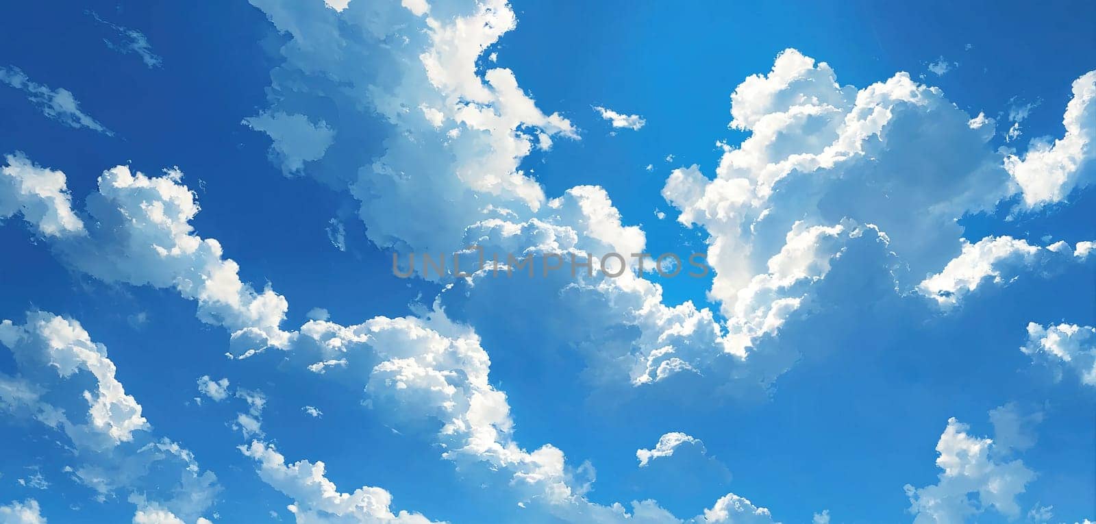 Blue sky and white clouds. Generative AI. High quality photo