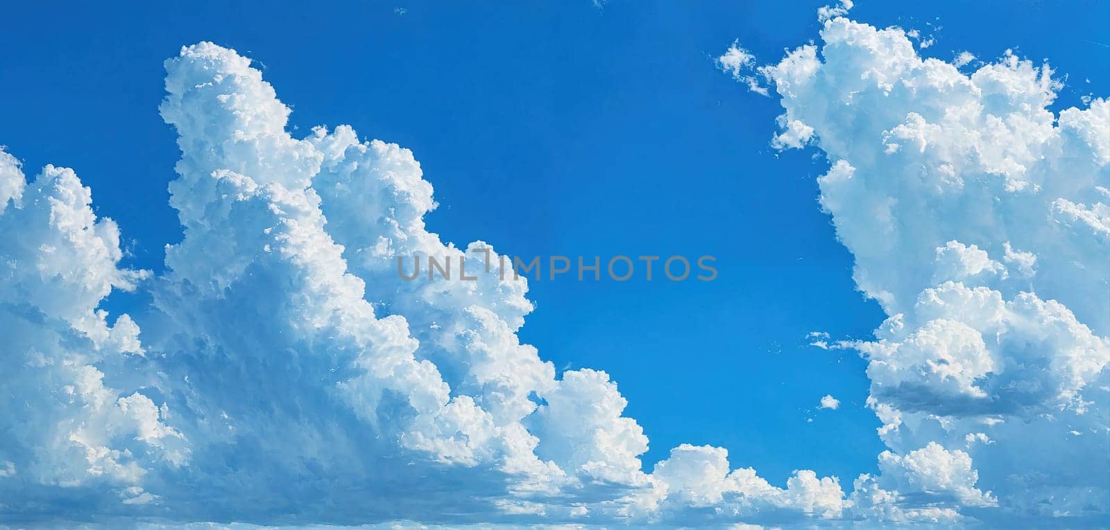 Blue sky and white clouds. Generative AI. High quality photo
