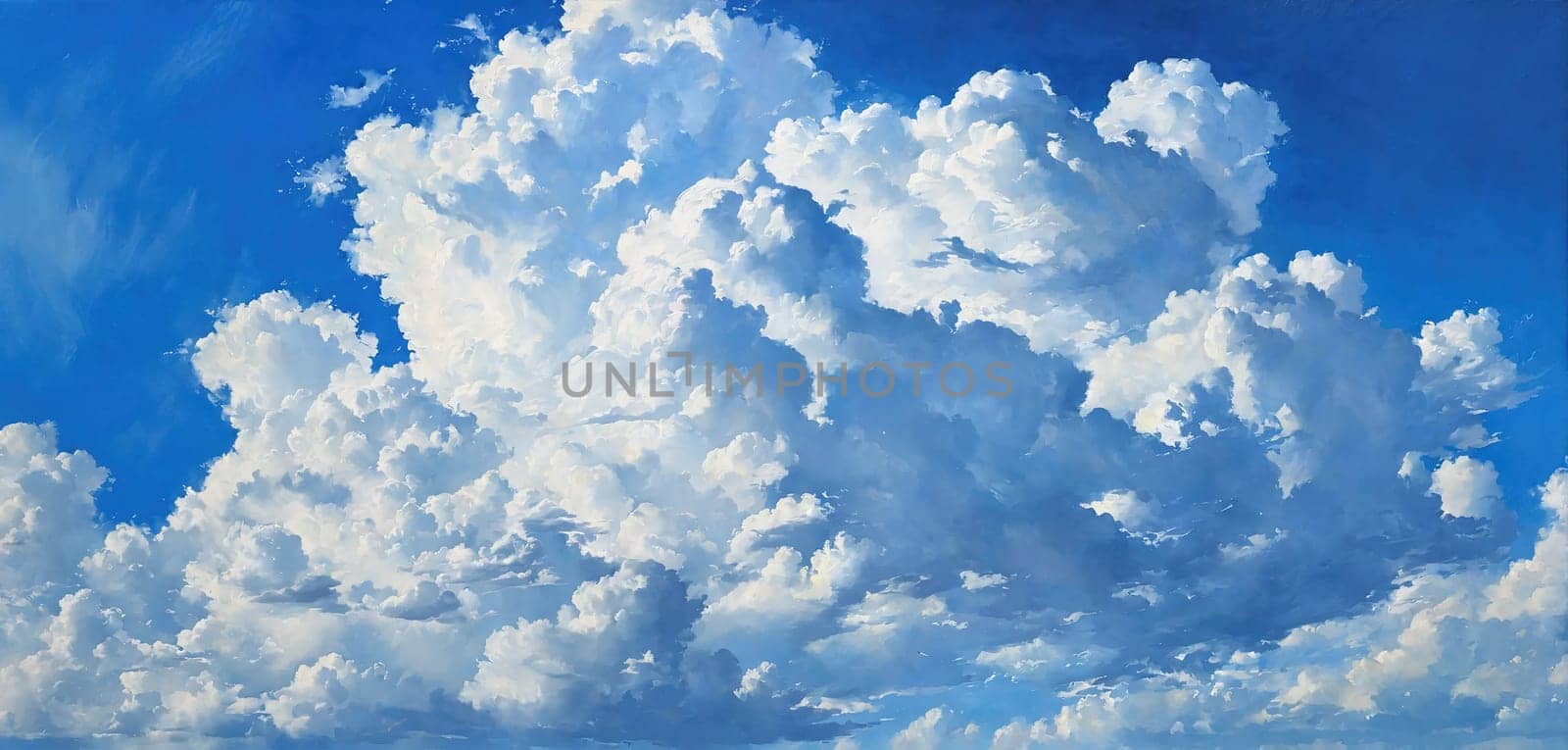 Blue sky and white clouds. Generative AI. High quality photo