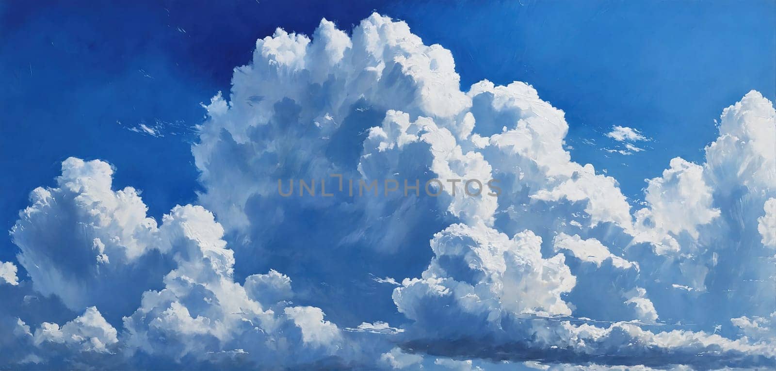 Blue sky and white clouds. Generative AI. High quality photo