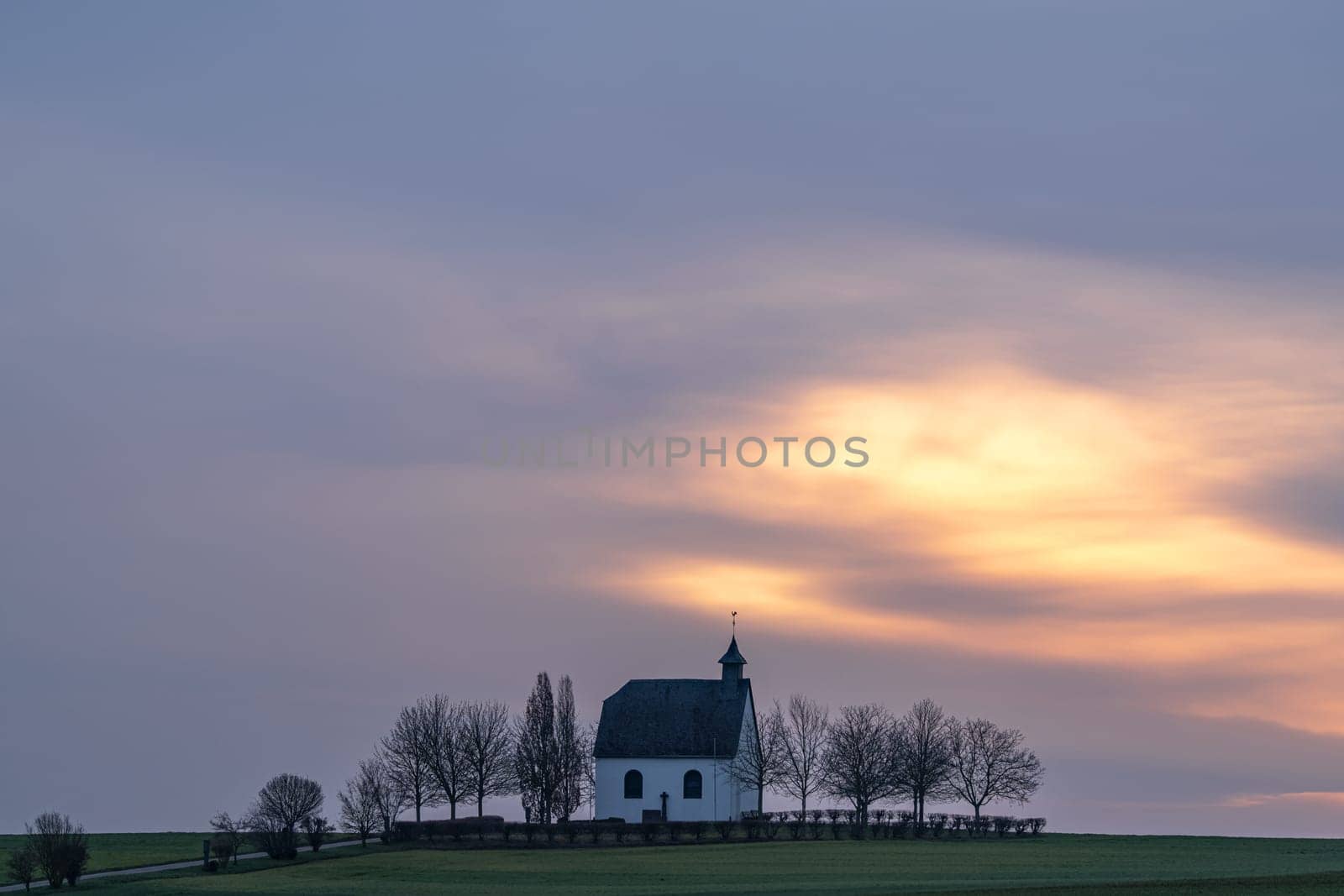 Panoramic image of Holy Cross Chapel in Mertloch, Eifel, Rhineland-Palatinate, Germany