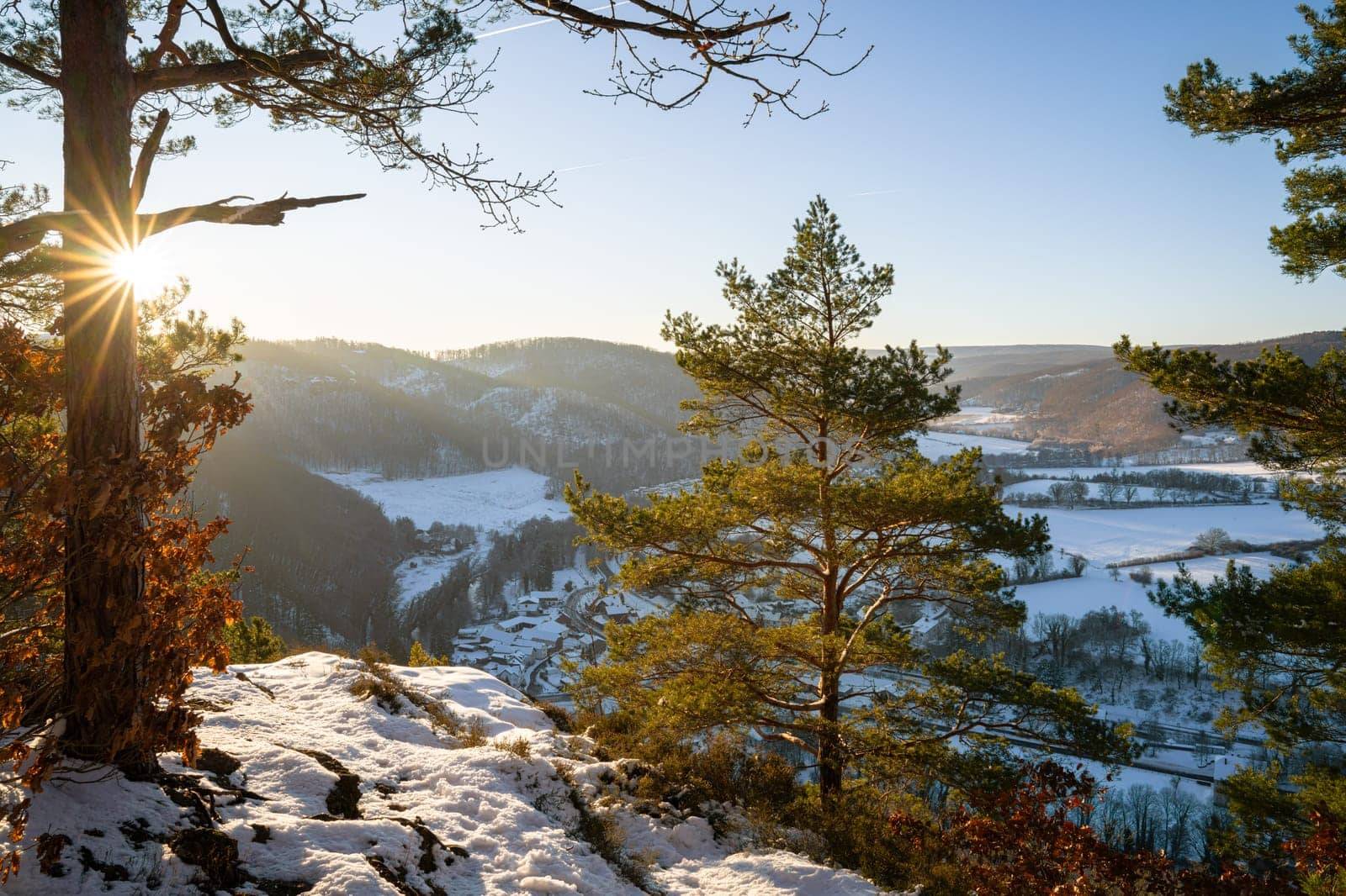 Panoramic image of landscape within the Eifel National Park, North Rhine Westphalia, Germany