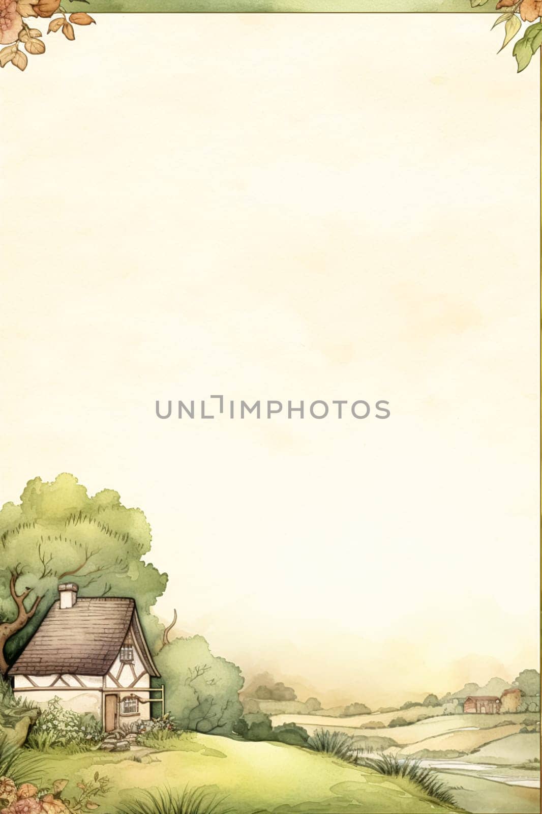 Book cover, digital paper illustration and greeting card design, English countryside style blank vintage art background for printable stationery, book page and ebook idea