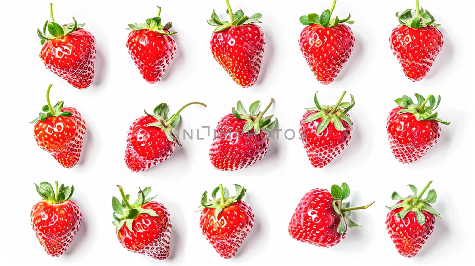 Beautiful strawberries isolated on as pattern background, fresh strawberry farm market product