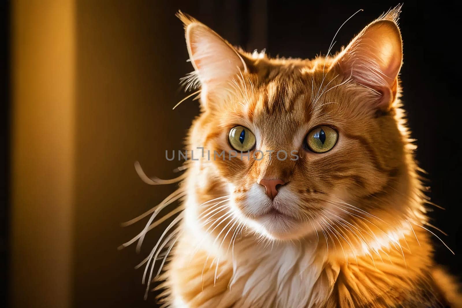 Portrait of Red Cat. Front view. High quality photo