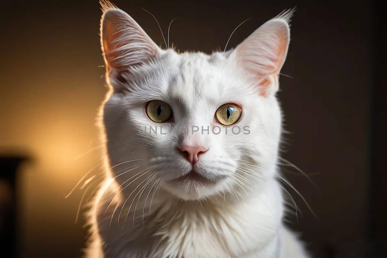 Portrait of a White Sitting Cat. High quality photo