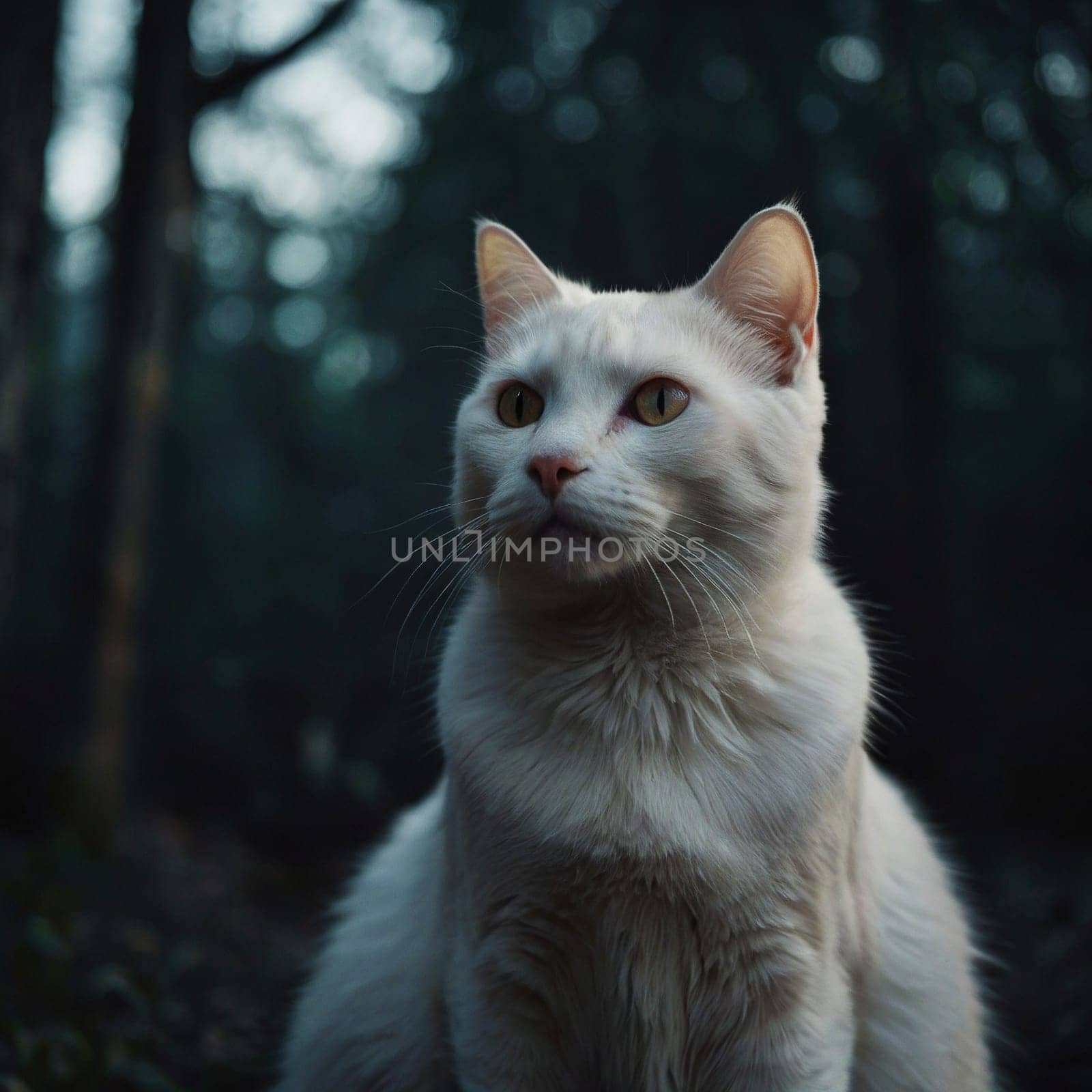 Portrait of a White Sitting Cat. by VeronikaAngo