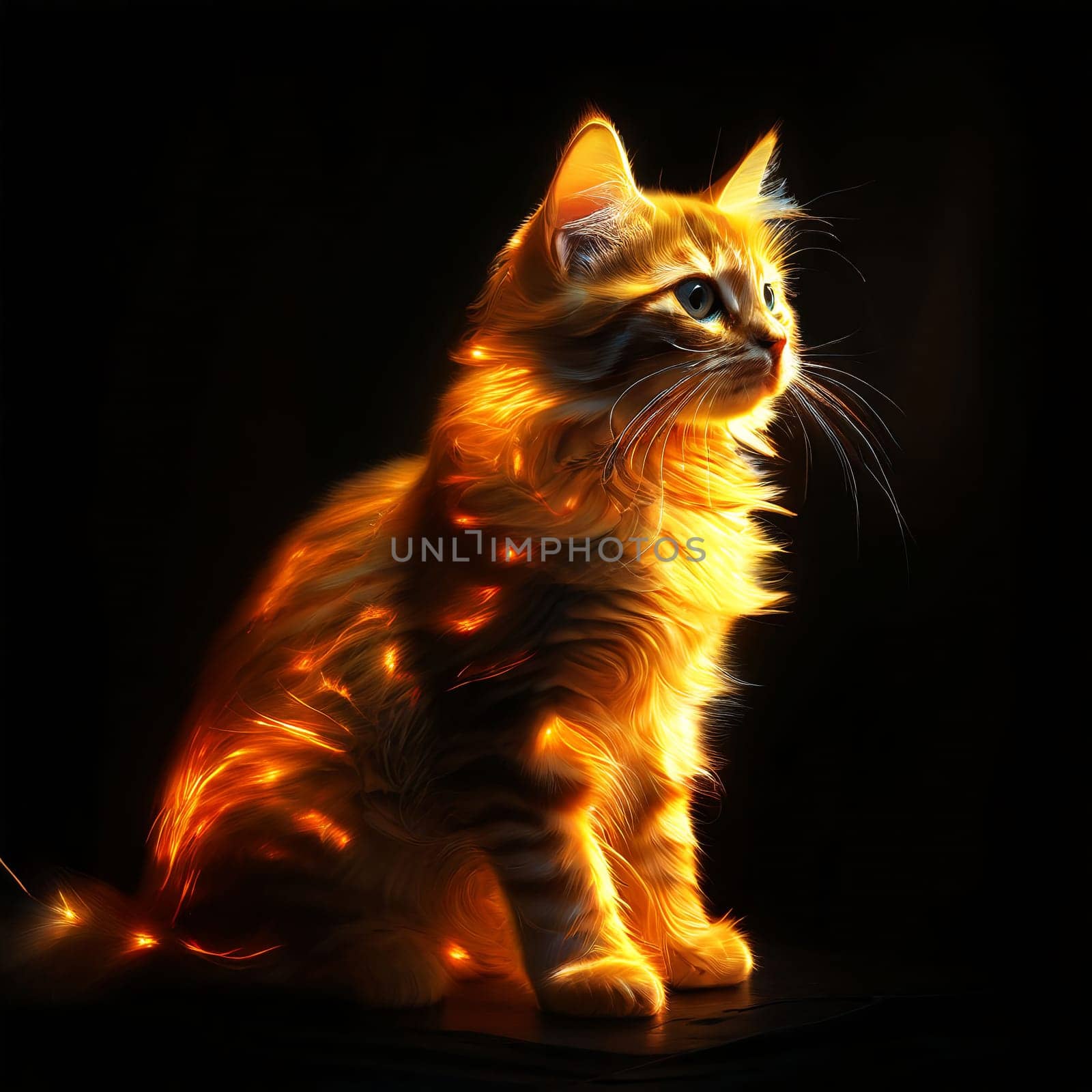 Portrait of a fluffy glowing cat by VeronikaAngo