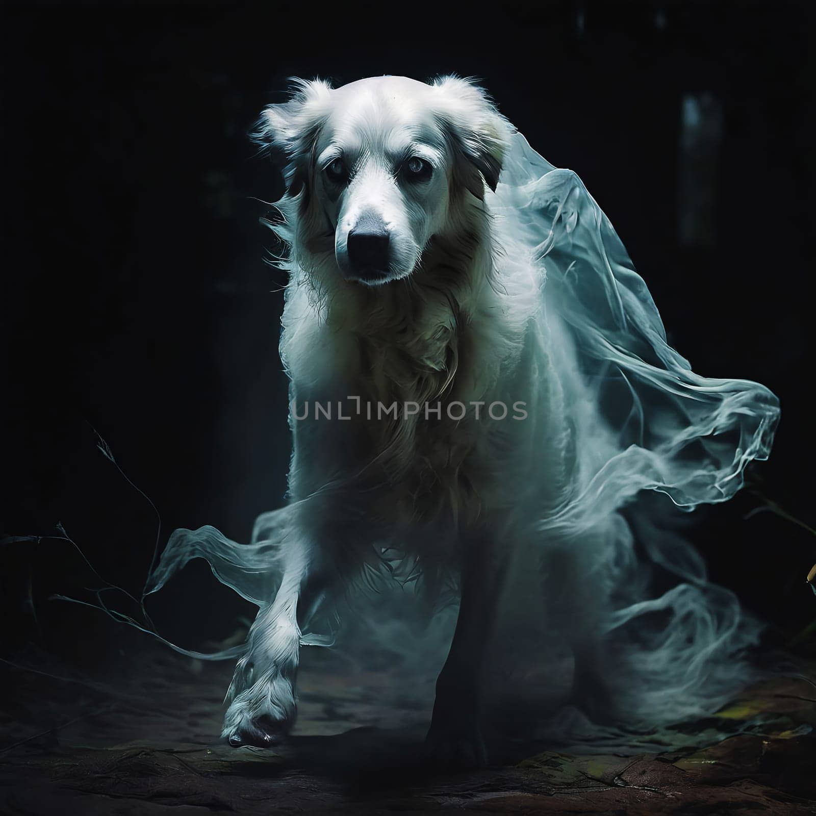 A ghostly white dog runs by VeronikaAngo