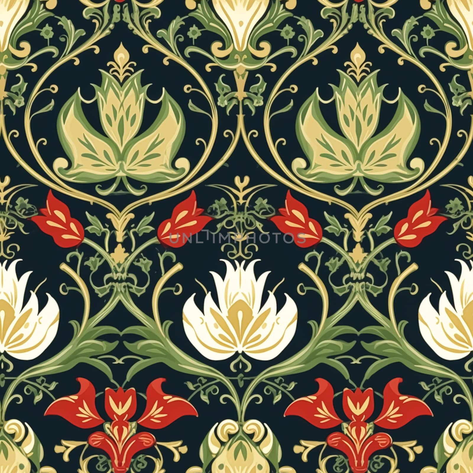 Christmas seamless pattern, tileable holiday country style print for wallpaper, wrapping paper, scrapbook, fabric and product design, post-processed, generative ai