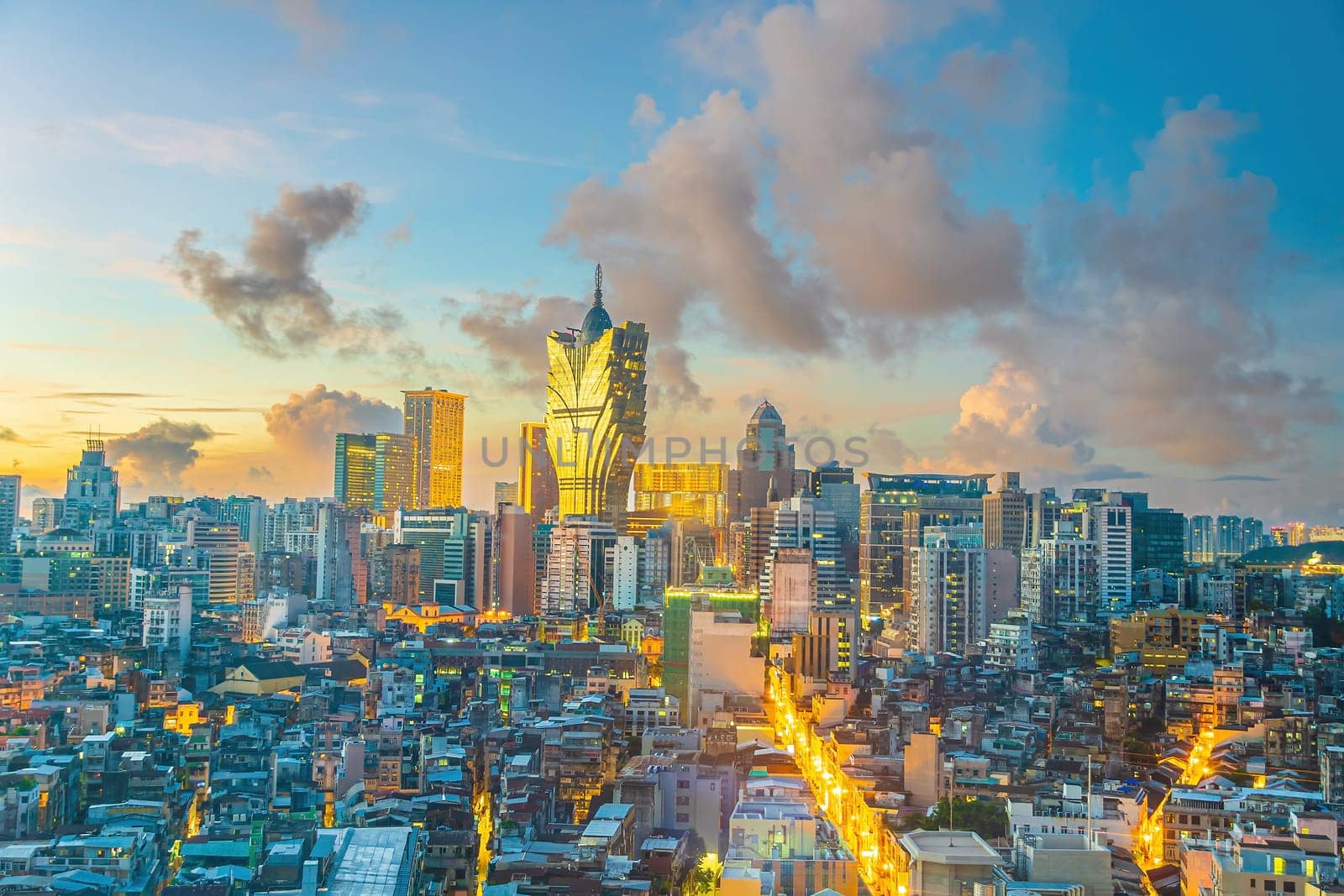 Beautiful cityscape of Macau downtown city skyline