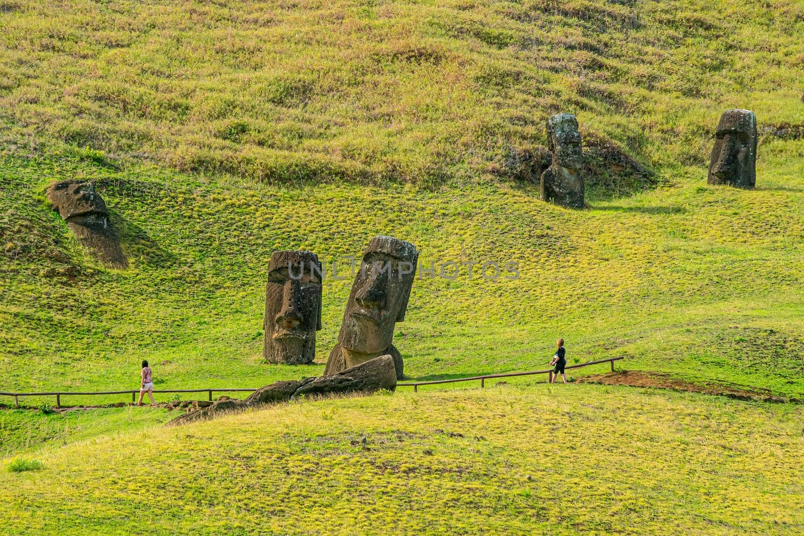 The ancient moai on Easter Island in Chile