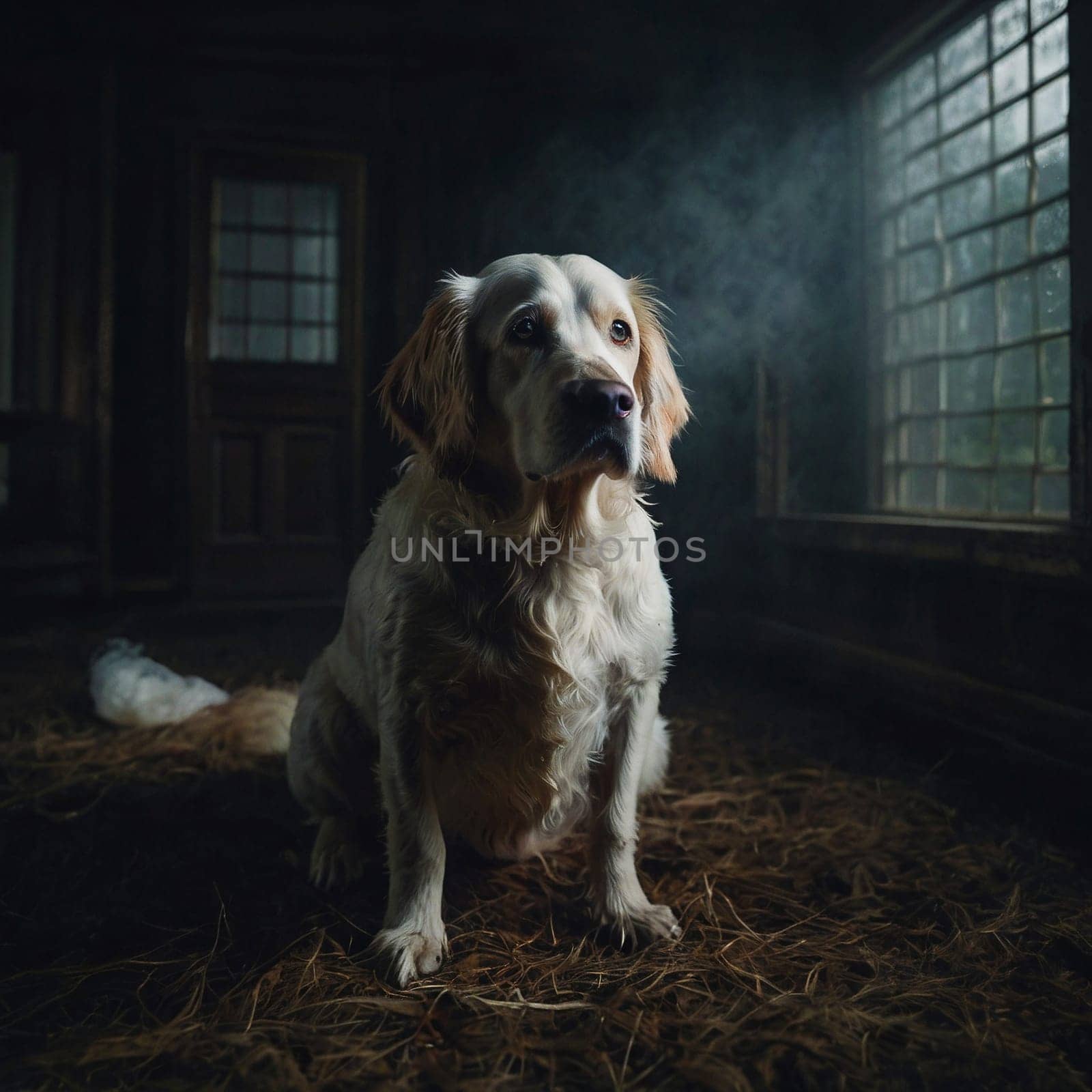 Labrador sitting near the window by VeronikaAngo