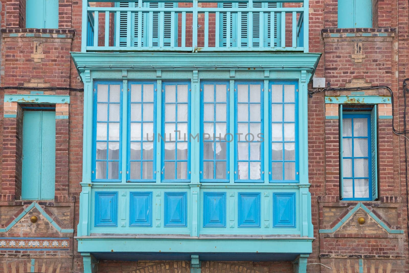 Belle Epoque houses along the French coast. Typical colorful Belle Epoque houses in Art Nouveau style, in the Quartier Balneair in Mers-les-Bains on the French coast