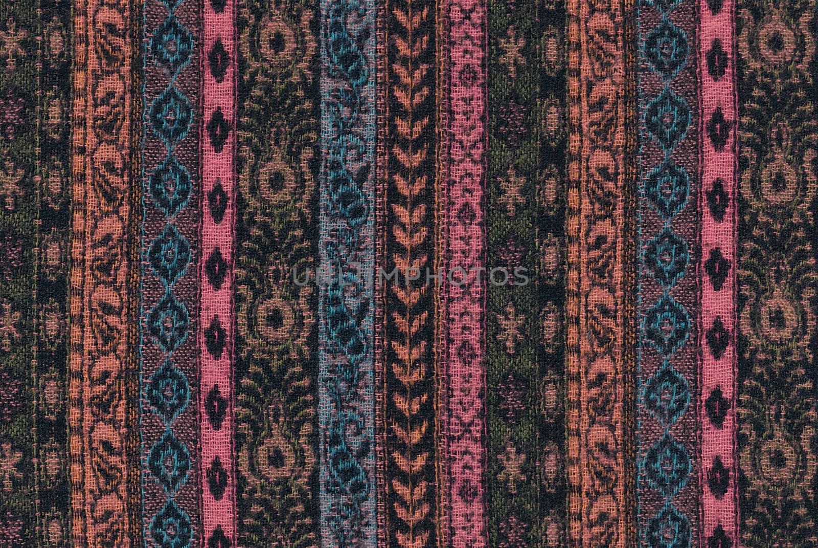 Nepalese textile background. Woven ethnic fabric