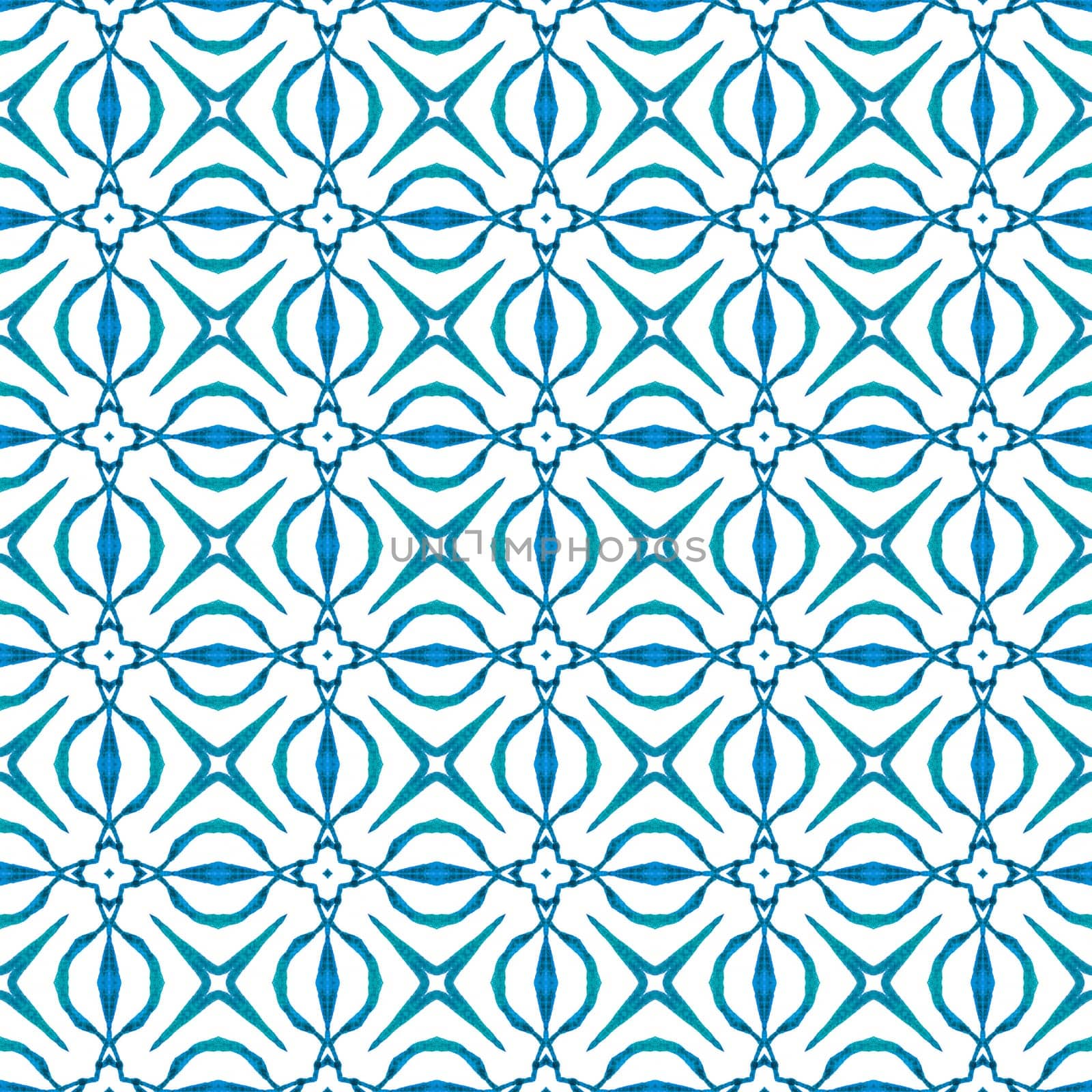 Medallion seamless pattern. Blue uncommon boho chic summer design. Textile ready great print, swimwear fabric, wallpaper, wrapping. Watercolor medallion seamless border.